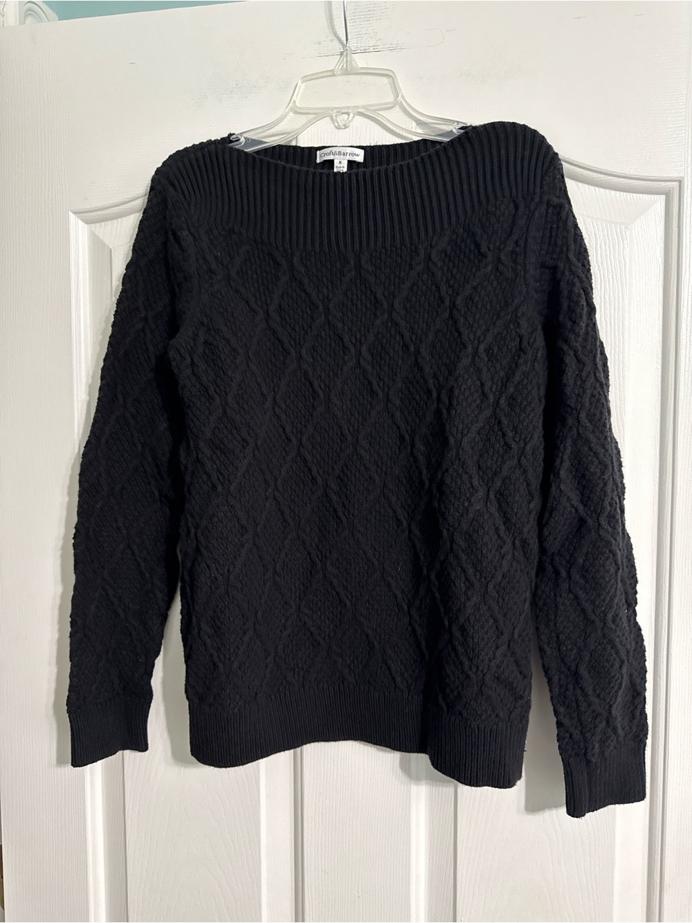 croft & barrow Black Cable Knit Crewneck Sweater